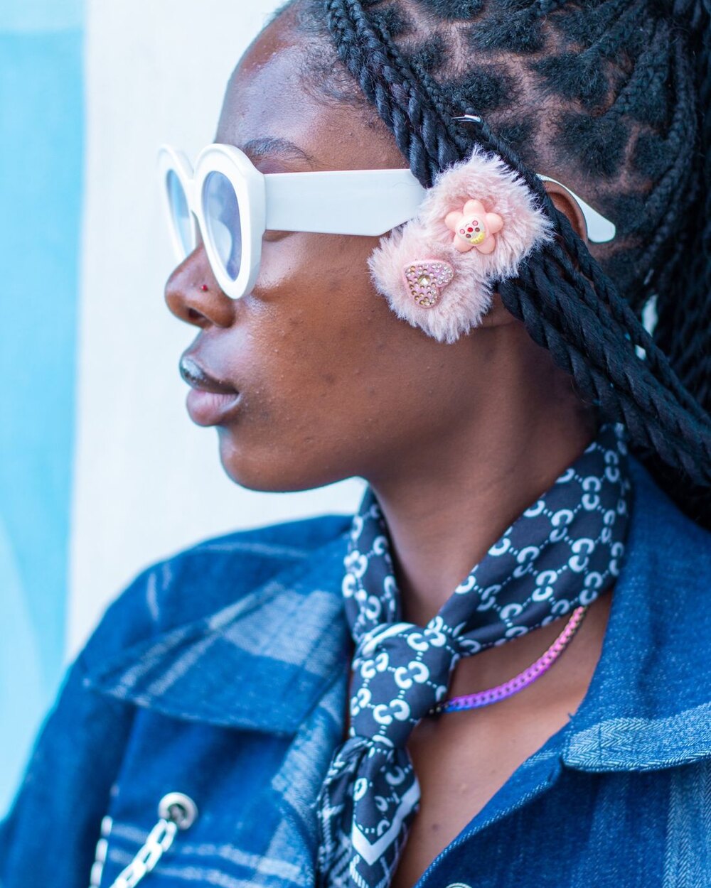 Blue Floral Scarf